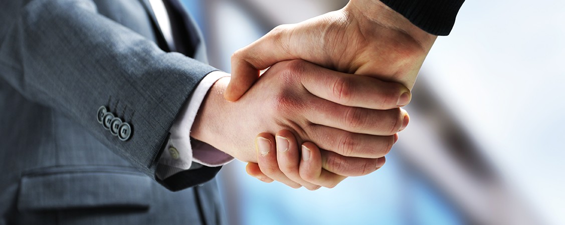 Two businessmen shaking hands.